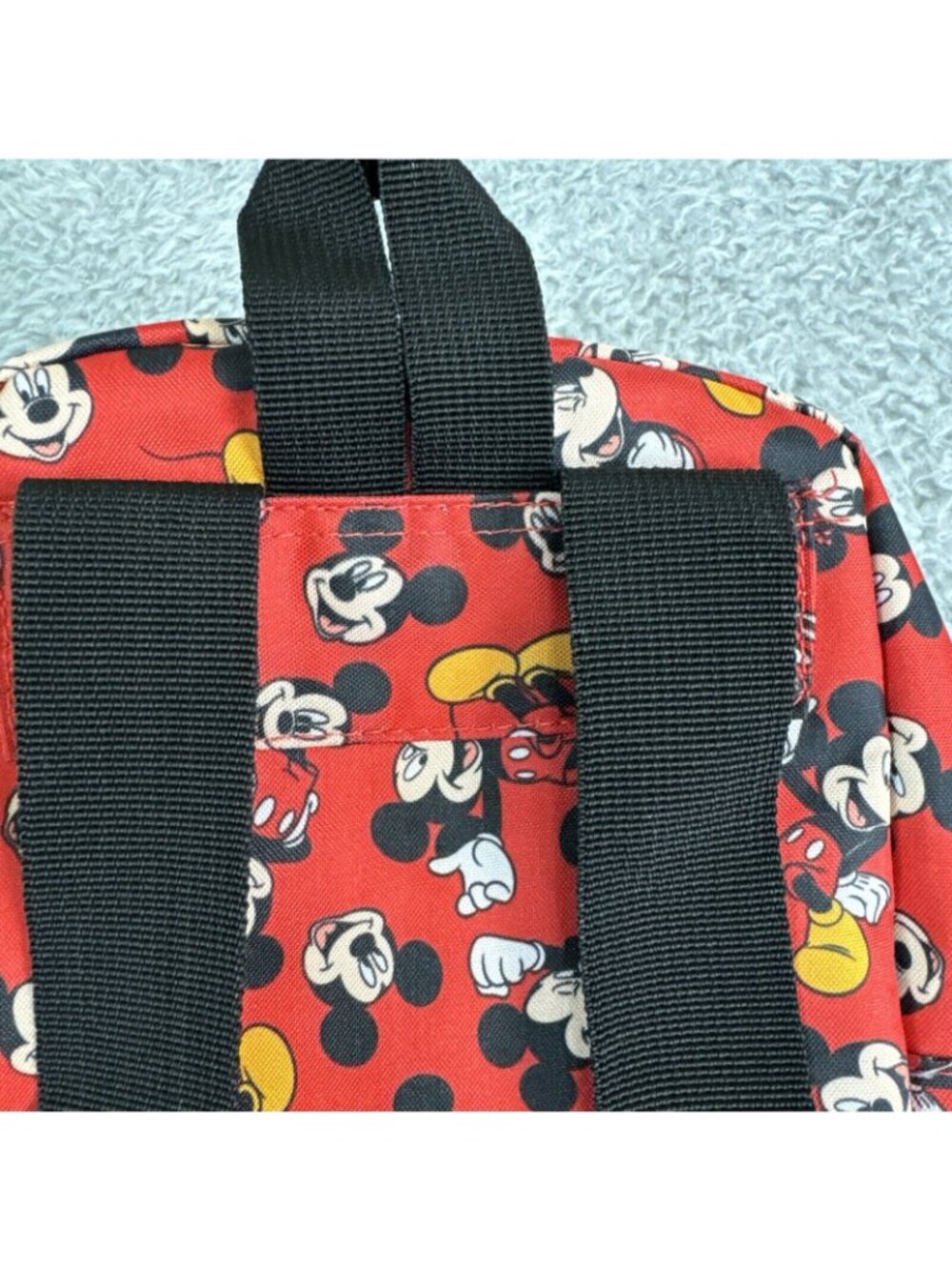 Disney Mickey Mouse Mini Backpack Red With Adjustable Straps & Zippered Pocket - Picture 2 of 11